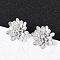 304 Stainless Steel Crystal Rhinestone Stud Earrings, Flower, Stainless Steel Color, 23x23.5mm