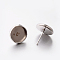 Tarnish Resistant 304 Stainless Steel Post Stud Earring Settings, Stainless Steel Color, Tray: 10mm, 12mm, Pin: 0.6mm