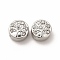 316 Surgical Stainless Steel with Crystal Rhinestone Beads, Flat Round with Tree of Life Pattern, Stainless Steel Color, 8x5mm, Hole: 1.6mm
