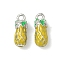Alloy Enamel Pendants, Pineapple, Platinum, 13x5mm, Hole: 1.5mm