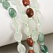 Natural Indian Agate & Yellow Aventurine & Green Aventurine & Quartz Crystal & Synthetic Goldstone Beads Strands, Flat Oval, with Seed Beads, 8~8.5x6~6.4x3.8~4mm, Hole: 0.7mm, about 37pcs/strand, 15.28''(38.8cm)