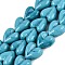 Handmade Lampwork Beads Strands, Heart, Dark Turquoise, 15~16x15x8.5~9mm, Hole: 0.6~1.2mm, about 24~25pcs/strand, 12.99~14.17 inch(33~36cm)