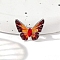 Butterfly Alloy Enamel Brooches, with Rhinestone Beads, Dark Red, 18x24mm