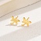 Fashionable Brass Stud Earrings, Real 18K Gold Plated, Dragonfly, 10x10mm