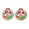Christmas Theme Single-Sided Printed Wood Big Pendants, Reindeer/Stag, Colorful, 95x85x2.5mm, Hole: 2.5mm