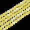 Transparent Glass Beads Strands, Faceted, Frosted, Half AB Color Plated, Rondelle, Yellow, 4x3.5mm, Hole: 1mm, about 105~110pcs/strand, 38~39cm