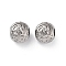 304 Stainless Steel Rhinestone European Beads, Round Large Hole Beads, Real 18K Gold Plated, Round with Letter, Letter R, 11x10mm, Hole: 4mm