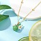 Resin Fruit Pendant Necklaces, Brass Satellite Chain Necklaces, Golden, Lime Green, Apple, 17.68 inch(44.9cm), Pendant: 14x13mm