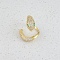 Brass Micro Pave Clear Cubic Zirconia Open Cuff Rings, Snake, Medium Aquamarine, US Size 10 1/2(20.1mm)