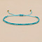 Bohemian Braided Adjustable Glass Seed Beaded Bracelets, Fibre Cord Jewelry for Women, Deep Sky Blue, 0.79 inch(2cm)