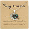 Alloy Pave Glass Moon Constellation Pendant Necklaces for Women, Platinum, Green, Sagittarius, 16.54 inch(42cm)