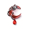 Alloy Rhinestone Pendants, Moon with Rose, with Resin, Rack Plating, Gunmetal, Red, 33x21x10mm, Hole: 1.8mm