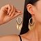 Brass Rhinestone Teardrop Tassel Chandelier Earrings, with Alloy & Iron & Seed Beaded, Golden, 88x30.5mm