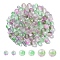 150Pcs 3 Styles Frosted Spray Painted Glass Beads Strands, with Golden Foil, Round, Medium Sea Green, 4~9mm, Hole: 0.9~1.5mm, 50pcs/style