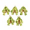 Brass Cloisonne Pendants, Gold Fish Charms with Jump Rings, Golden, Lawn Green, 27~28.5x23~25x7.5~9mm, Hole: 6mm