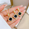 Brass Micro Pave Cubic Zirconia Pendant Necklace & Stud Earrings, Stainless Steel Chain Necklace, Golden, Rhombus, 400mm