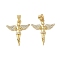 Brass Micro Pave Cubic Zirconia Pendants, Rack Plating, Angel, Lead Free & Cadmium Free, Long-Lasting Plated, Real 18K Gold Plated, 24x20.5x3mm, Hole: 4.5x3.5mm