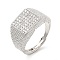 Rack Plating Brass Micro Pave Cubic Zirconia Rings, Adjustable Rings, Cadmium Free & Lead Free, Long-Lasting Plated, Platinum, US Size 7 1/4, 2~12mm, Inner Diameter: 17.5mm