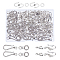 60 Sets 3 Style Tibetan Style Alloy Hook and Eye Clasps, Irregular, Cadmium Free & Lead Free, Stainless Steel Color, 20sets/style