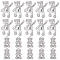 48Pcs 2 Styles Alloy Pendants, Cadmium Free & Nickel Free & Lead Free, Bear Charm, Platinum, 18~26x10~17x5~5.5mm, Hole: 1.4~4mm, 24pcs/style
