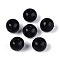 Spray Painted Round Natural Schima Wood Beads, Black, 13~14x12.9mm, Hole: 2.8~3.5mm