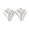 Brass Pendants, Heart, Rack Plating, Long-Lasting Plated, Cadmium Free & Lead Free, Platinum, 24.5x20x6.5mm, Hole: 5x6mm