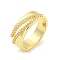 Brass Micro Pave Clear Cubic Zirconia Open Cuff Ring for Women, Real 18K Gold Plated, 7.5mm, Inner Diameter: 17mm