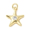 Brass Micro Pave Cubic Zirconia Pendants, Star Charms, Lead Free & Cadmium Free, Long-Lasting Plated, with Jump Ring, Real 18K Gold Plated, 14x12.5x2mm