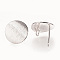 Brass Ear Stud Findings, with Loop, Flat Round, Nickel Free, Real Platinum Plated, 12mm, Hole: 2mm, Pin: 0.5mm.