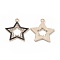 Alloy Rhinestone Pendants, Enamel Style, Star Charm, Light Gold, Black, 24x22x1.5mm, Hole: 1.8mm