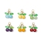 6Pcs 6 Styles Natural Amethyst & Carnelian & Mashan Jade & Malaysia Jade Cherry Pendants, Fruit Charms with Acrylic Leaf and 304 Stainless Steel Jump Rings, Golden, Mixed Dyed and Undyed, Mixed Color, 19x21x8mm, Hole: 5mm, 1pc/style