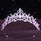 Alloy Rhinestone Crown Hair Bands for Woman Girls, Wedding Party Decoration, Light Rosaline AB, 140mm