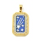Ion Plating(IP) 304 Stainless Steel Pendants, with Enamel and Rhinestone, Rectangle with Tarot Charm, Real 18K Gold Plated, Rosy Brown, 32x19.5x2mm, Hole: 6.5x4mm