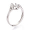 Rhodium Plated 925 Sterling Silver Engagement Solitaire Ring Settings, Adjustable Prong Ring Components with Rectangle Tray, Platinum, Tray: 4.5x5.9mm, Hole: 4.5mm, Inner Diameter: 17.2~18mm