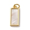 Brass Pave Natural Shell Rectangle Charms, Rack Plating, Long-Lasting Plated, Cadmium Free & Lead Free, Seashell Color, Real 18K Gold Plated, 17x7x2mm, Hole: 3.5mm
