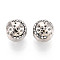 Alloy Rhinestone European Beads, Large Hole Beads, Round, Platinum, 9.5~10mm, Hole: 3.5mm