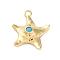 Summer Beach Dyed Synthetic Turquoise Pendants, Starfish Charms, with Brass Settings, Long-Lasted Plated, Real 14K Gold Plated, 18x15.5x3.5mm, Hole: 1.8mm