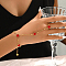 Stainless Steel Link Ring Bracelets, Satellite Chains Bracelets for Women, Flower, with Shell, Real 18K Gold Plated, Red, Inner Diameter: 6-7/8 inch(17.5cm)