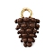 Alloy Enamel Charms, Golden, Pine Cone, 12x7.5x6.5mm, Hole: 1.8mm