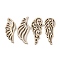 100Pcs Hollow Wooden Pieces, Unfinished Wooden, Wing, Floral White, 5.25~5.7x2.1~2.45x0.25cm