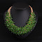 Alloy Bib Neckalces for Women, with Faceted Resin Round Beads, Gold, Lime Green, 17.72 inch(45cm)