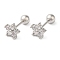 Star Bow Brass Micro Pave Clear Cubic Zirconia Cartilage Earrings, Platinum, 6.7x6.7mm