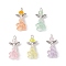 Angel Pendants, with Glass Beads & Acrylic Beads & 304 Stainless Steel Eye Pin & Alloy Fairy Wing Beads & Iron Bead Caps, Mixed Color, 27x14x12mm, Hole: 2.5mm