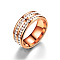 201 Stainless Steel Rhinestone Finger Ring, Rose Gold, 8mm, US Size 8(18.1mm)