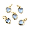 Brass Micro Pave Cubic Zirconia Pendants, Heart Charms, Cadmium Free & Lead Free, Rack Plating, Long-Lasting Plated, with Jump Ring, Real 18K Gold Plated, Cornflower Blue, 9x7x3.5mm, Hole: 3mm