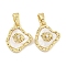 Brass with Clear Cubic Zirconia with Sea Shell Charms, Flower, Cadmium Free & Nickel Free & Lead Free, Real 18K Gold Plated, 14x12x4mm, Hole: 5x3mm