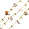 Handmade Natural Howlite Chip Beaded Chains, Soldered, with Rack Plating Brass Findings, Long-Lasting Plated, Lead Free & Cadmium Free, with Spool, Real 18K Gold Plated, 5~14x2~7x3~7mm