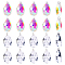 20Pcs 2 Styles Glass Pendants, Teardrop, with 304 Stainless Steel Jump Rings, Faceted, Mixed Color, 43mm, 10pcs/style