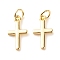 Brass Pendants, with Jump Ring, Cadmium Free & Lead Free, Cross, Real 18K Gold Plated, 15x8x1.5mm, Hole: 3.5mm