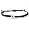Bohemian Style Glass Beads Braided Bead Bracelets, Adjustable Fiber Cord Bracelets for Women, Heart with Evil Eye, Black, Inner Diameter: 11 inch(28cm)